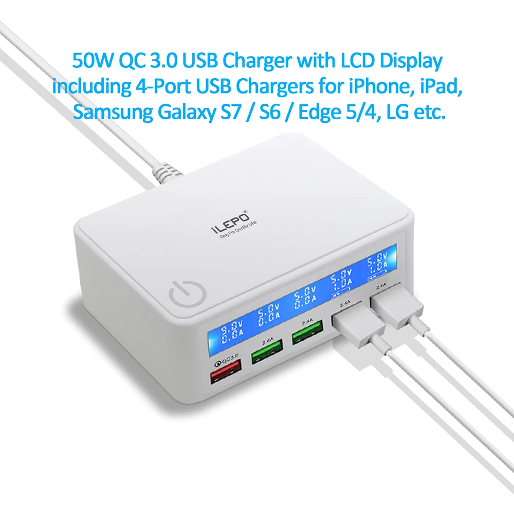 65W USB Charging Station with LCD – 5-Port Fast Desktop Charger for iPhone Samsung - Image 4