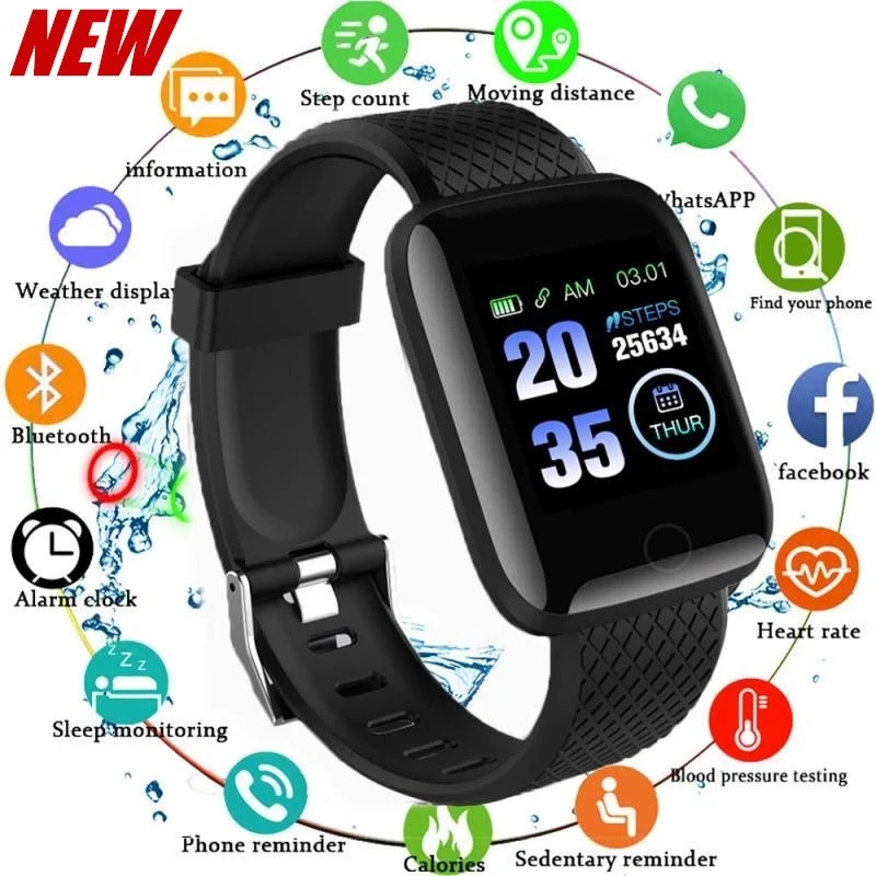 Fitness Smart Watch – 116plus Full Touch Screen, IP67 Waterproof Bluetooth Watch for Men & Women, Compatible with Android & iOS