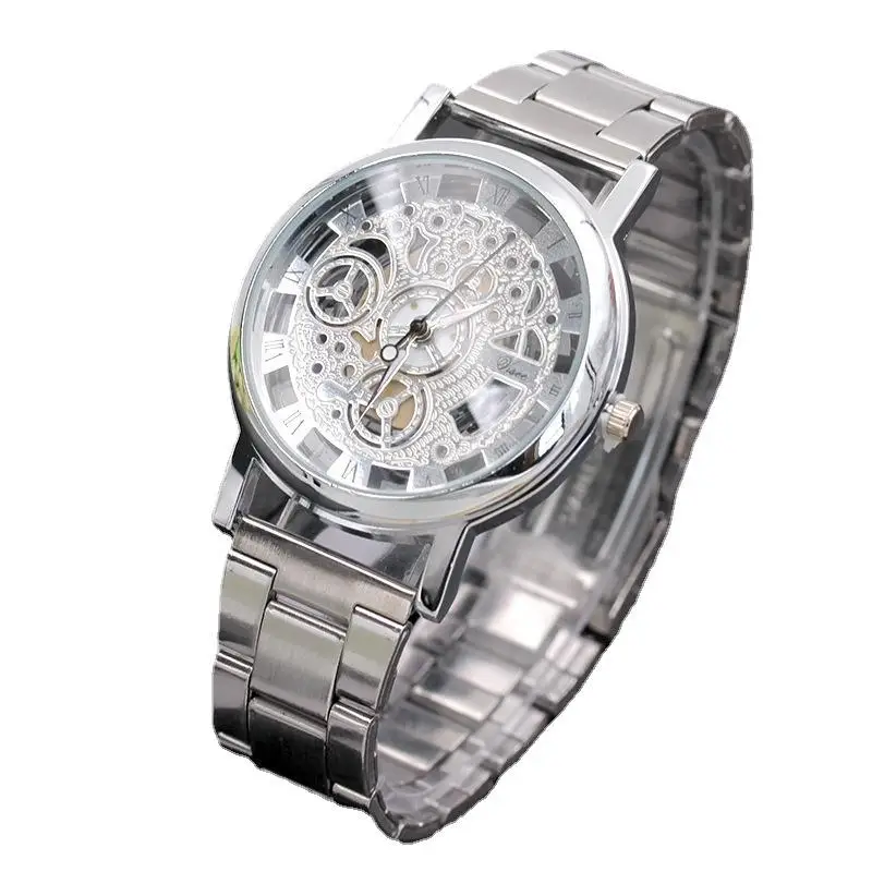 Skeleton Watch for Man – Quartz Steel Band Wristwatch Gift - Image 5