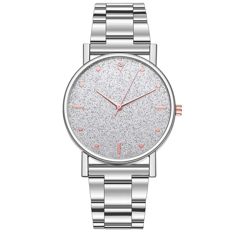 Starry Silver Pink Quartz Watch – Women's Stainless Steel Fashion Wristwatch - Image 2